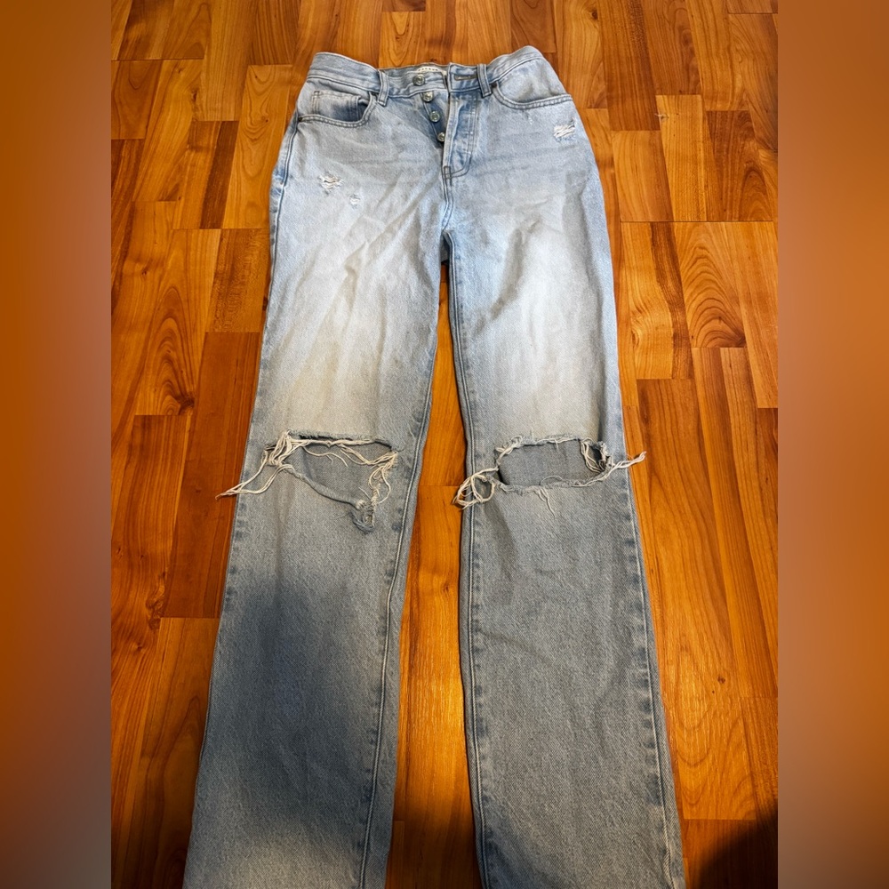 PacSun Light Blue Distressed Straight Leg Jeans